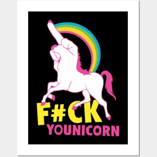 Gay Pride F ck Younicorn Funny Rude Unicorn Wall Art by tomhilljohnez